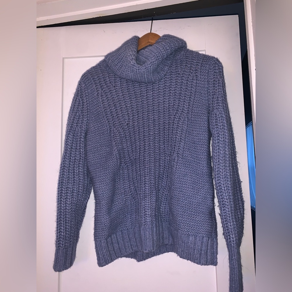 Small blue chunky knit turtleneck from Banana Republic